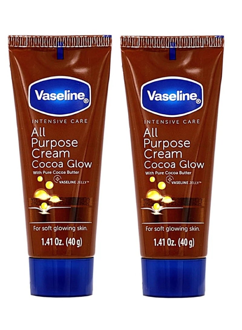 Vaseline All Purpose Cream Cocoa Glow, with Pure Cocoa Butter, 2x40g - Image 1